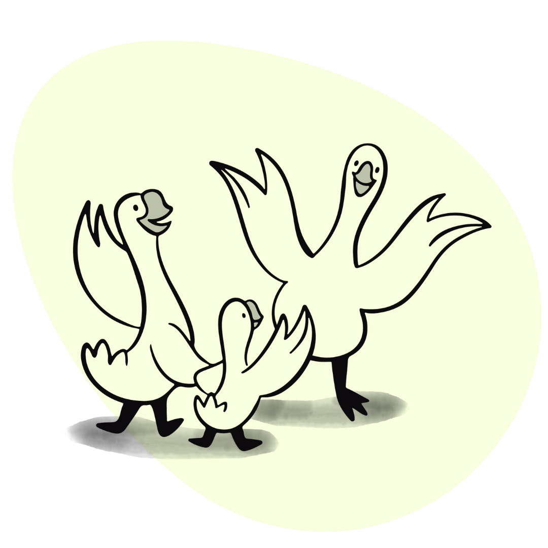 an illustration of three geese