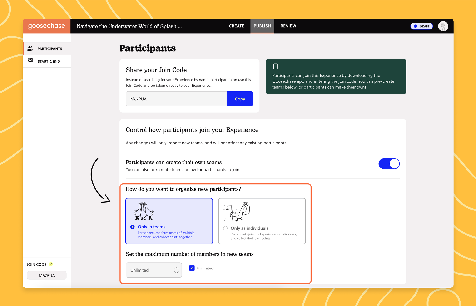 a screenshot of Participants page