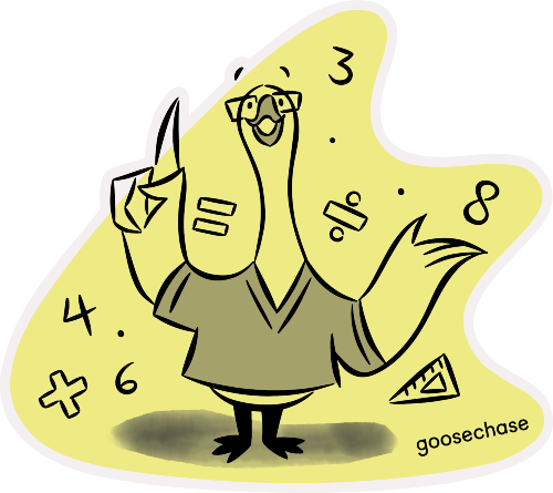 a cartoon goose teaching math