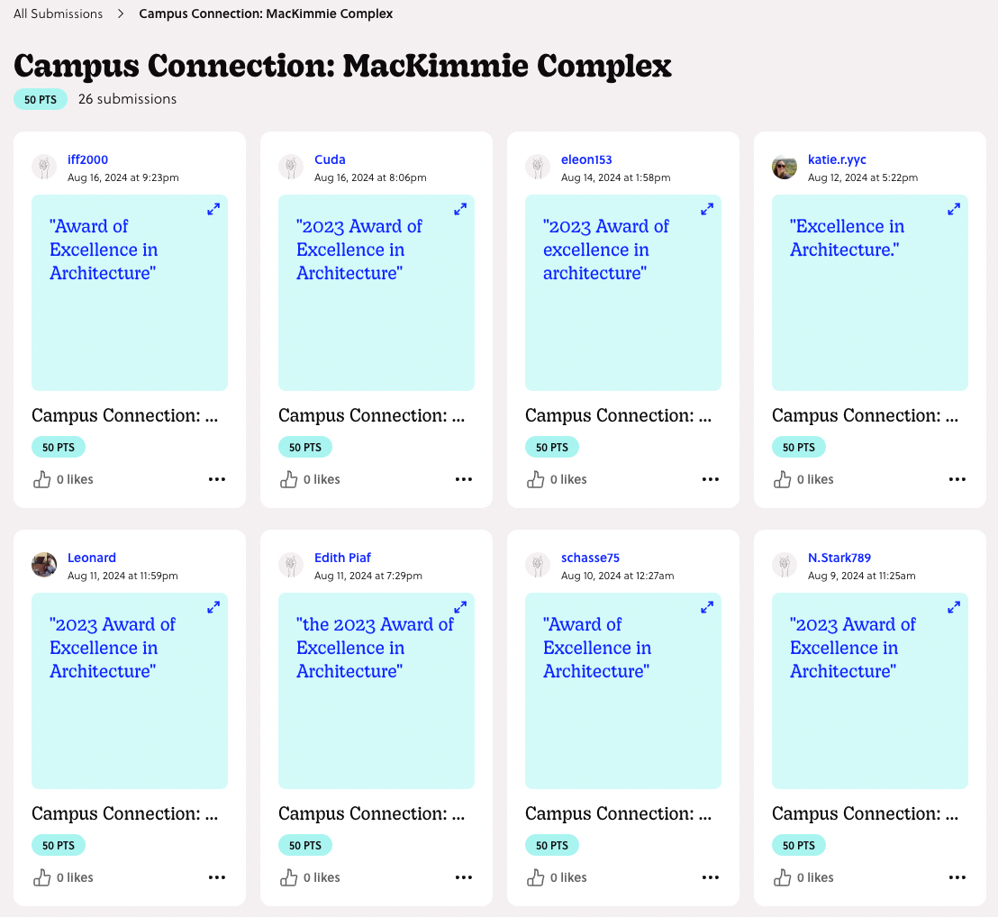 a screenshot of mission Campus Connection: MacKimmie Complex with the university architecture's recent awards