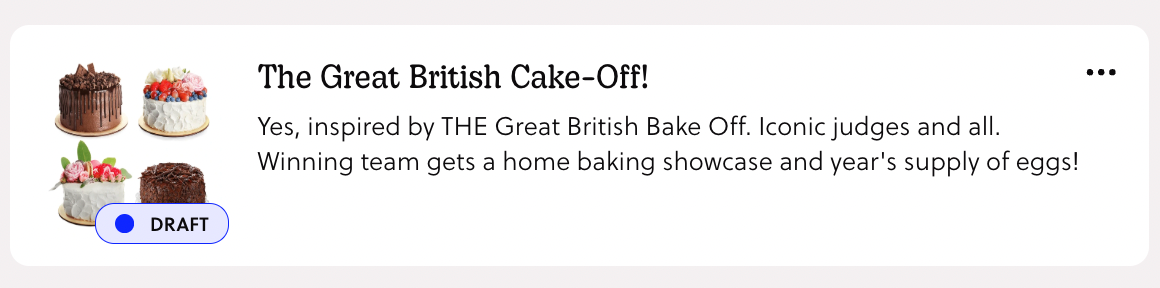 banner of 'The Great British Cake-Off' with images of four cakes
