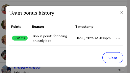 a screenshot of a bonus point awarded