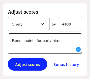 a photo of adjusting a score on the leaderboard or activity feed within the studio
