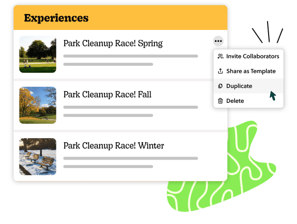 Park cleanup Experiences with Goosechase