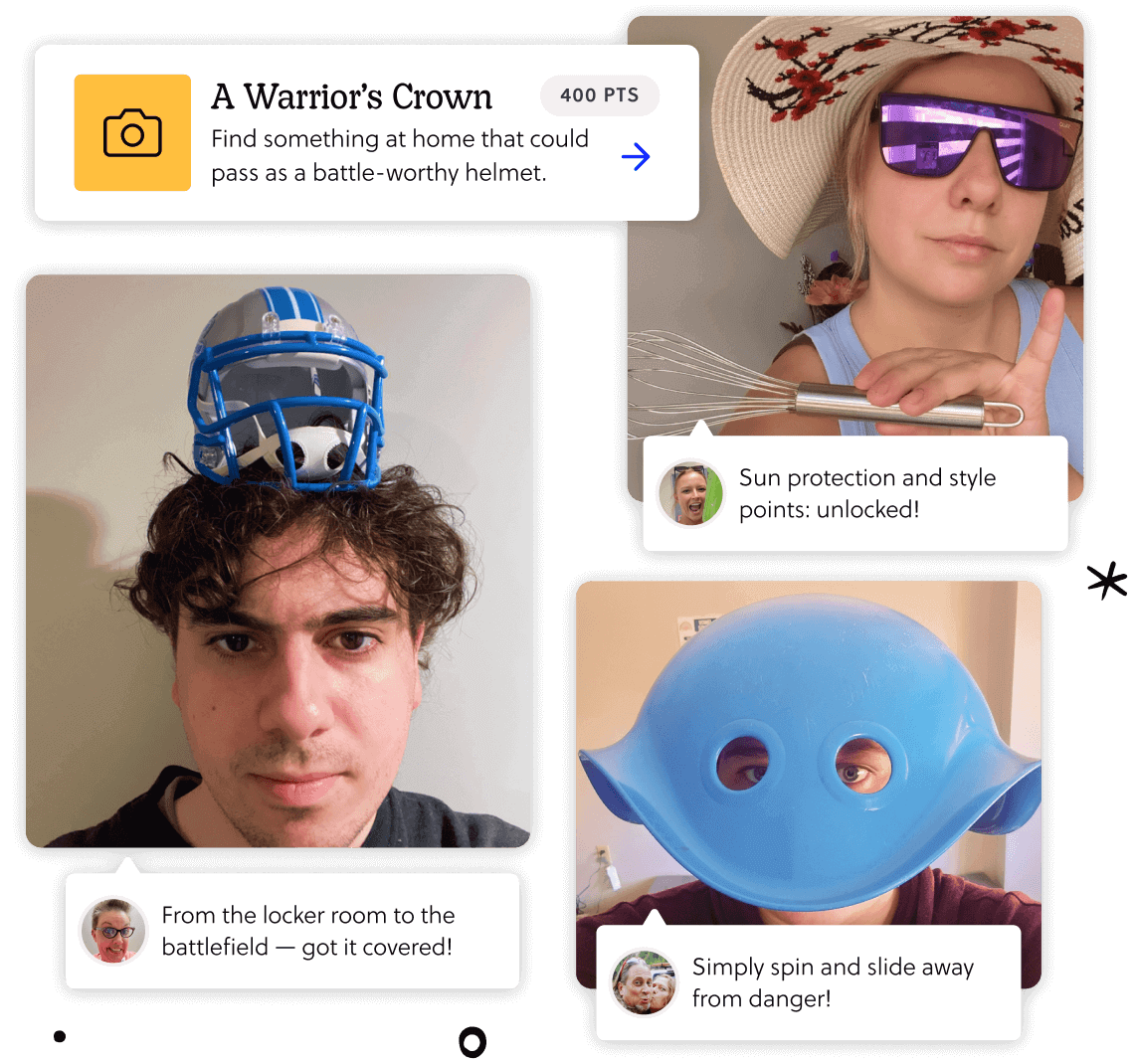 a Goosechase mission looking for the best makeshift helmet