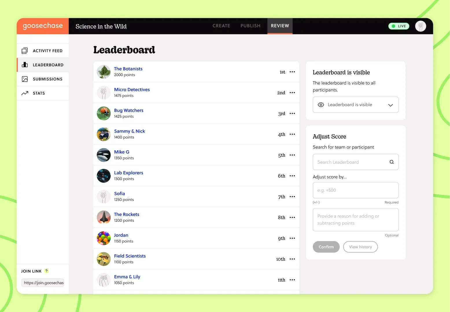 The Goosechase Leaderboard