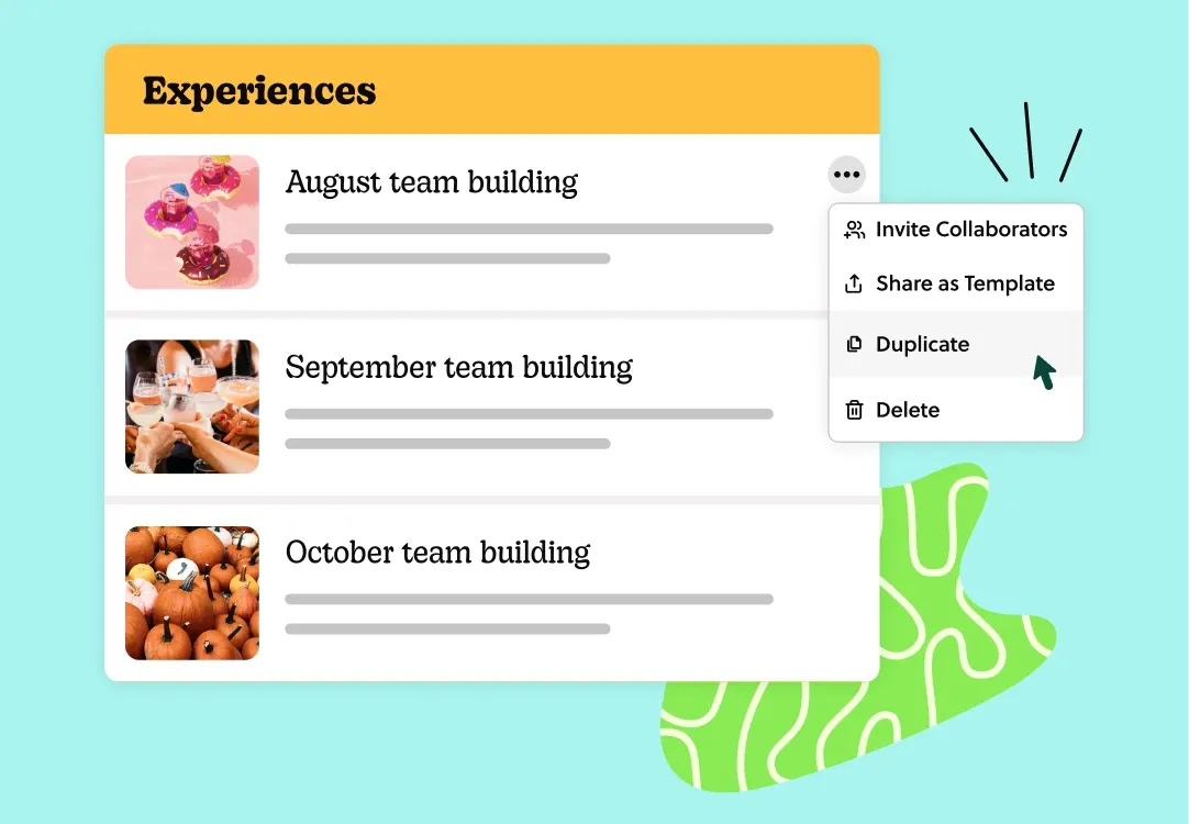 Run a fresh team building Experience every month with a single click