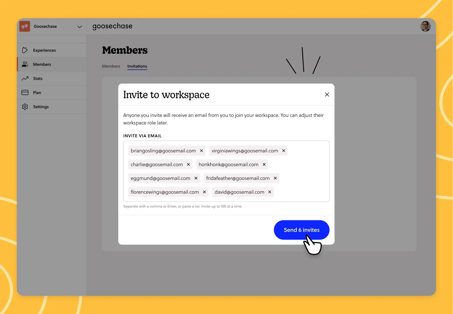 Add multiple collaborators to your workspace in seconds