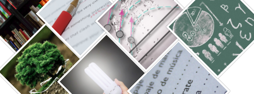 Collage of school subject images