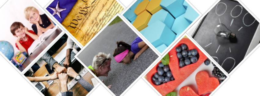 Collage of school subject images