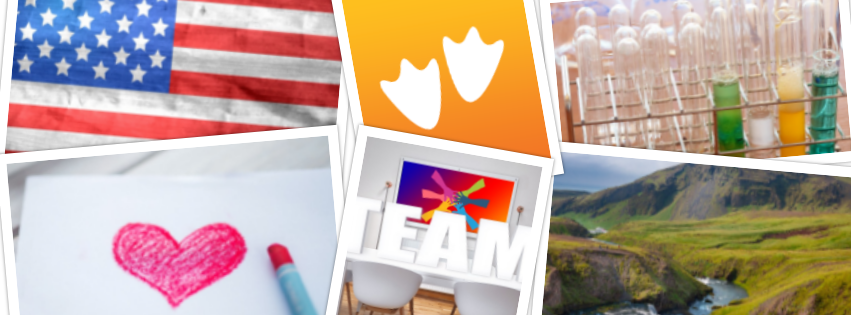 Collage of school subject images