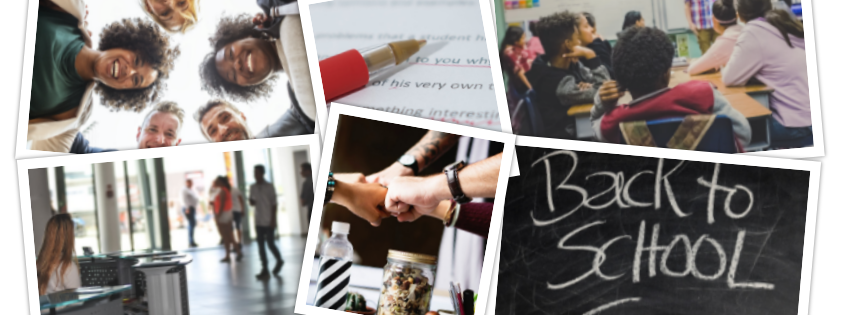 Collage of school subject images