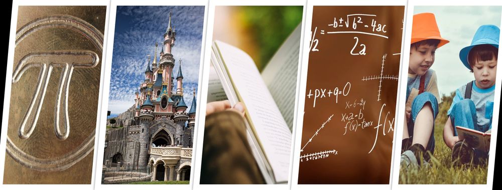 Collage of school subject images