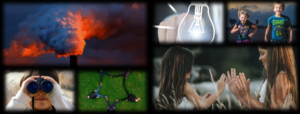 Picture collage of people having fun outside