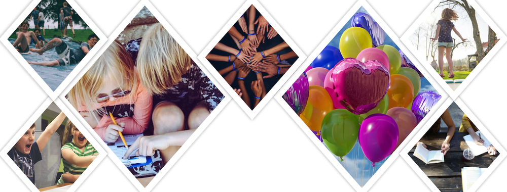 Collage of photos of people having fun in the summer