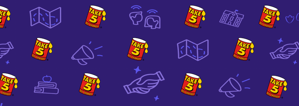 A pattern made with Take 5 Oil Change's logo