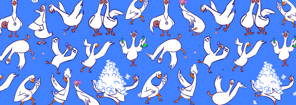 A collage of different geese