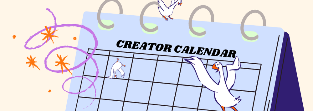 an illustration of a creator calendar with three geese