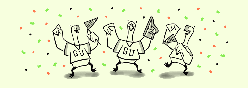 Geese cheering for their university team