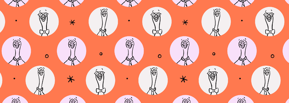 A pattern of smiling geese's headshots