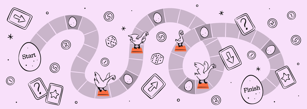 An illustration of a goose themed board game