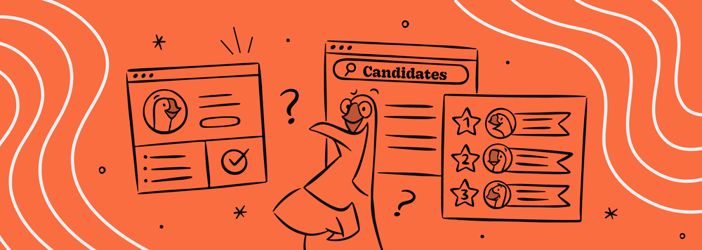 An HR Goose looking over HR software