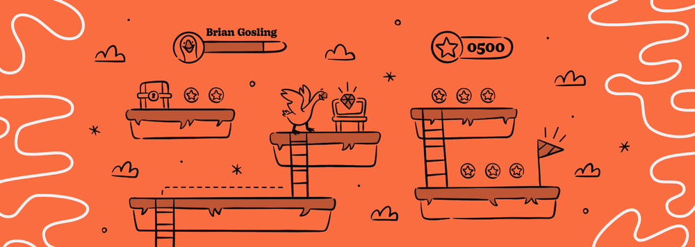 A goose levelling up in a video game