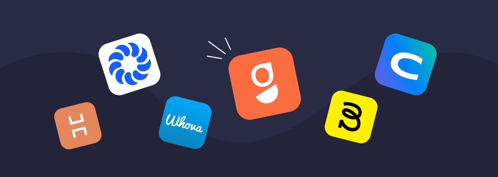 App icons for event engagement platforms on a dark blue background