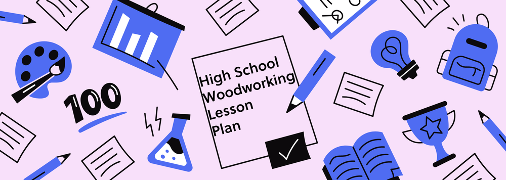 A collage of school-related items like papers, charts, pencils, and backpacks