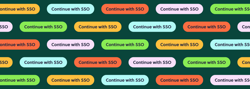 Colorful buttons that all say "Continue with SSO"