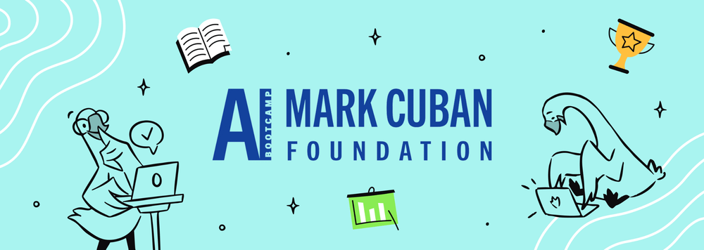 The Mark Cuban Foundation AI Bootcamp logo alongside illustrated geese