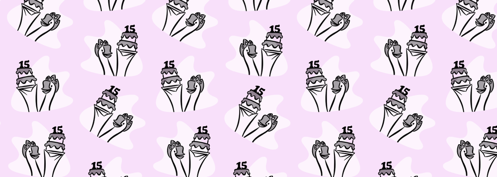 illustrated pattern of a goose celebrating their quiceanera