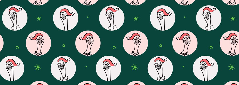 many illustrated geese in santa hats