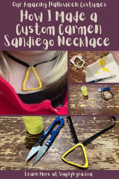 Pinterest-geared image showing my post title, main URL, and four images showing the final necklace and in progress steps also shown on its own below.