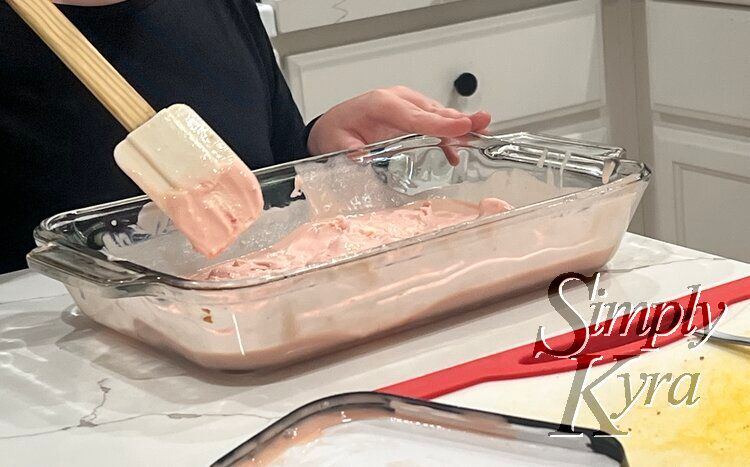 And then spreading it out flat with a spatula. 