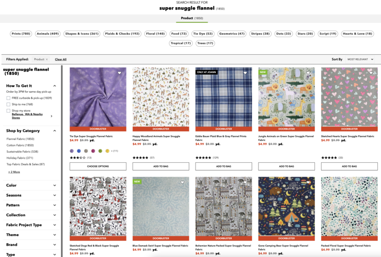 Images show the search text at the top, filtering criteria on the left, and results on the right. 