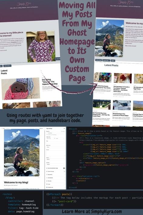 Pinterest geared image showing my post title, images from below, and my main URL.