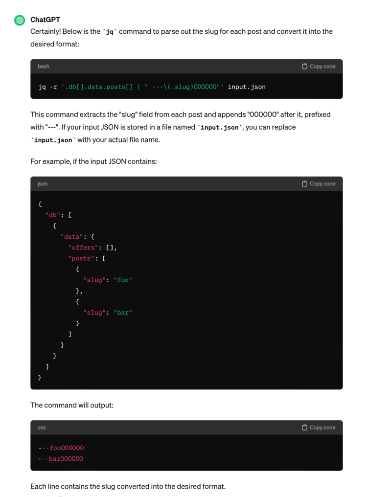 Image shows a screenshot of the later questions and answers through ChatGPT.