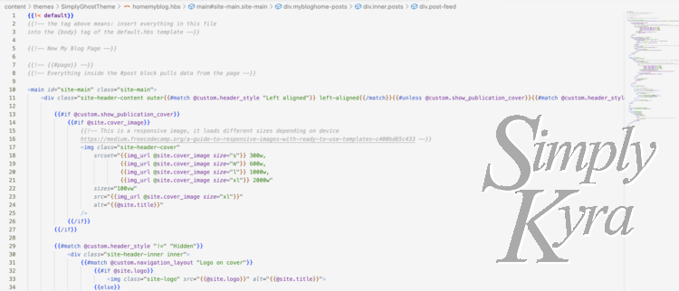 Screenshot of the handlebar code in my Visual Studio code.