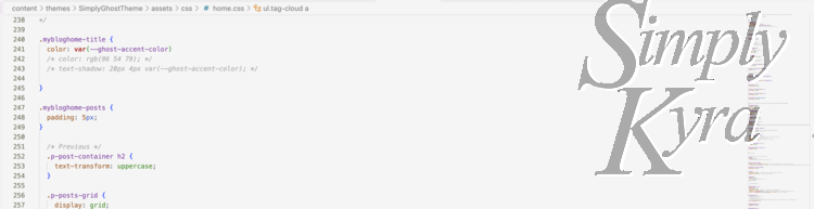 Screenshot of the CSS code in my Visual Studio code.