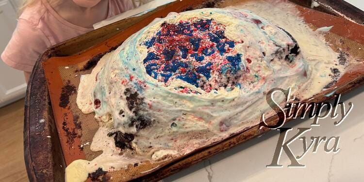 Final cake before going back in freezer.