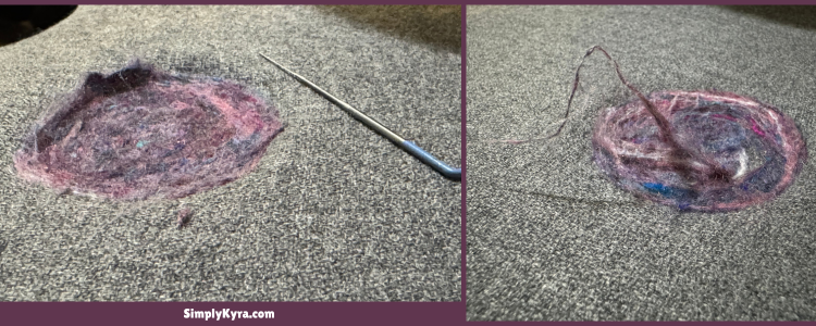 Collage of two images showing the one month progress of the patches. 