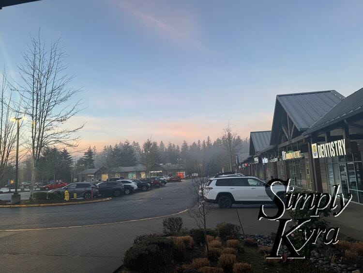 View from the corner by Aya with the sun rising.