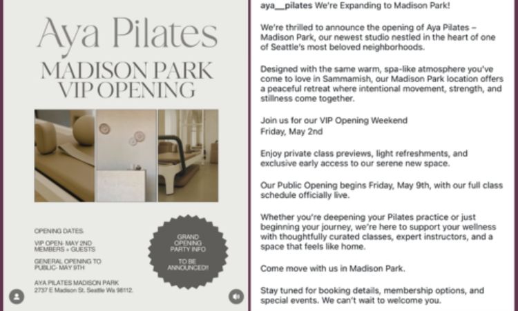 Collage of two screenshots taken from their Instagram feed showing where the grand opening is. Click for original. 