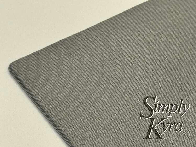 Closeup of the clean and plan grey folio.