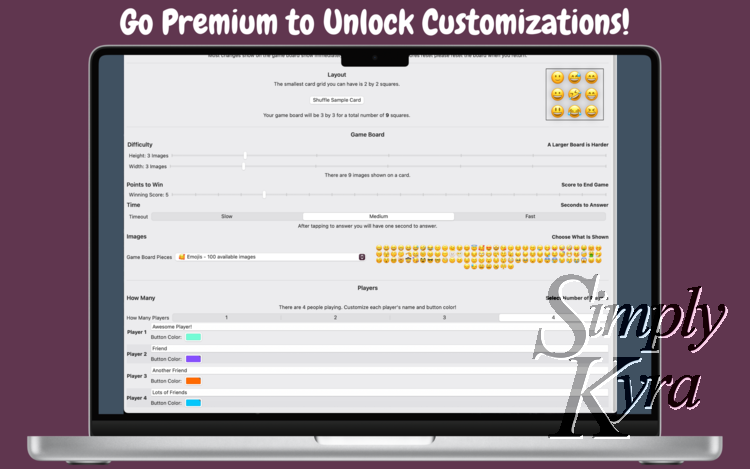Image shows the customization screen on the Mac. 