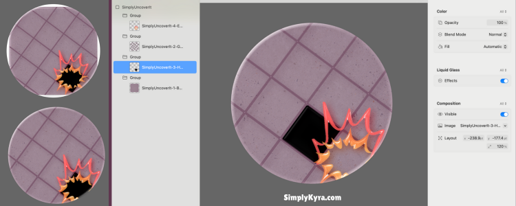 Collage of Icon Composer on the right with two smaller app icons stacked on the left.