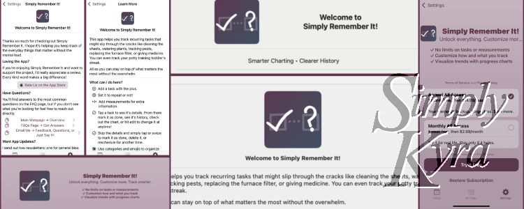 Screenshots of app settings and welcome views on both iOS and macOS showing app icon displayed correctly.