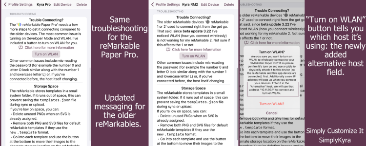 Shows the older Paper Pro view versus the newer iOS version.