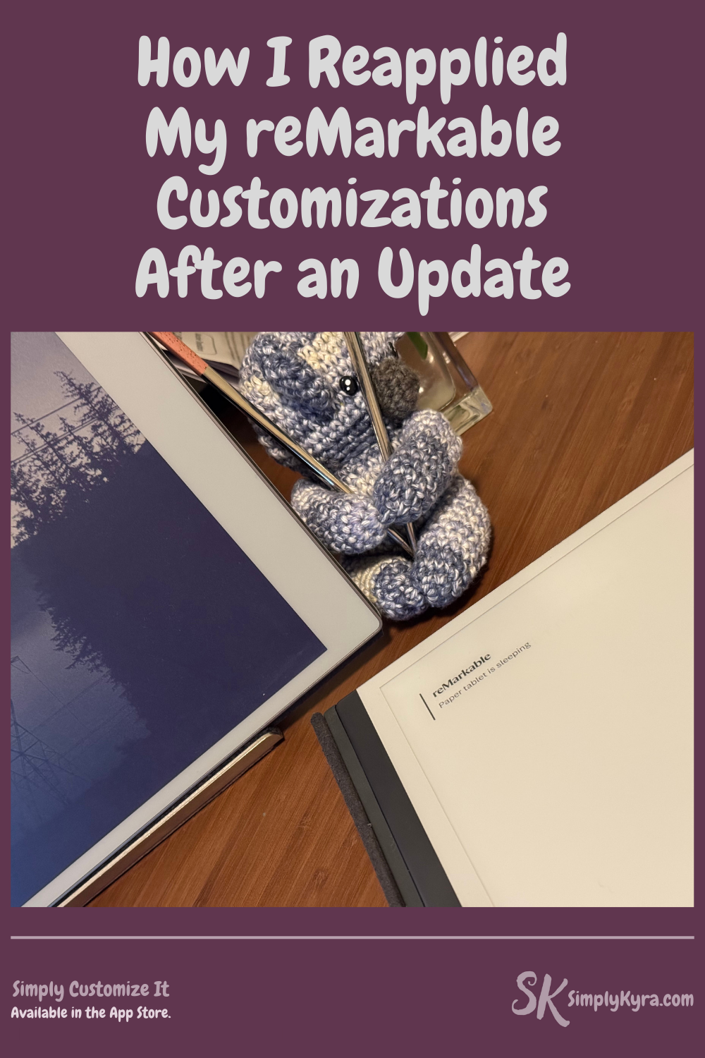 Pinterest geared image showing my post title, images from below, and my main URL.